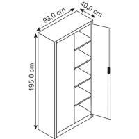 CP Stahlschrank 8920-052 S10202 lichtgrau 4 Fachböden 93,0 x 40,0 x 195,0 cm, aufgebaut, 1 St.