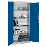 CP Stahlschrank 8920-052 S10203 lichtgrau, enzianblau 4 Fachböden 93,0 x 40,0 x 195,0 cm, aufgebaut, 1 St.