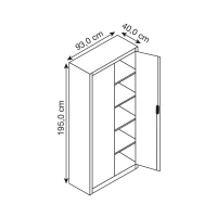 CP Stahlschrank 8920-052 S10204 lichtgrau, rededagrün 4 Fachböden 93,0 x 40,0 x 195,0 cm, aufgebaut, 1 St.