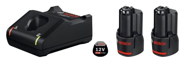 BOSCH Professional Werkzeugakkus mit Schnellladegerät Starter-Set Lithium-Ionen 2x 3,0 Ah