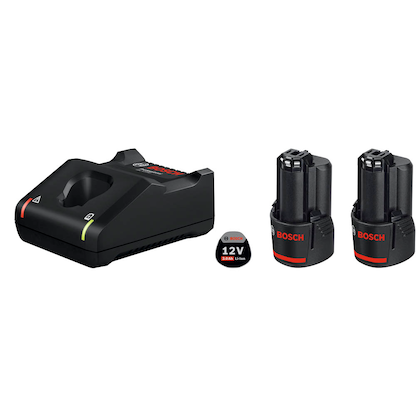 BOSCH Professional Werkzeugakkus mit Schnellladegerät Starter-Set Lithium-Ionen 2x 3,0 Ah