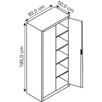 CP Stahlschrank 8921-052 S10246 lichtgrau, enzianblau 4 Fachböden 93,0 x 50,0 x 195,0 cm, aufgebaut, 1 St.