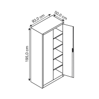 CP Stahlschrank 8921-052 S10246 lichtgrau, enzianblau 4 Fachböden 93,0 x 50,0 x 195,0 cm, aufgebaut, 1 St.