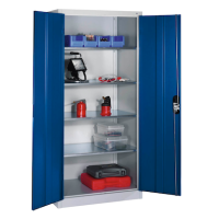 CP Stahlschrank 8921-052 S10246 lichtgrau, enzianblau 4 Fachböden 93,0 x 50,0 x 195,0 cm, aufgebaut, 1 St.