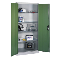 CP Stahlschrank 8921-052 S10251 lichtgrau, rededagrün 4 Fachböden 93,0 x 50,0 x 195,0 cm, aufgebaut, 1 St.