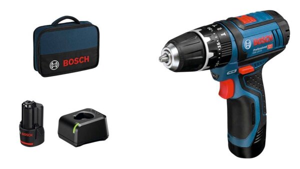 BOSCH Professional GSB 12V-15 Akku-Schlagbohrschrauber-Set 12,0 V, mit 2 Akkus