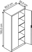 CP Stahlschrank 8921-052 S10340 lichtgrau, rubinrot 4 Fachböden 93,0 x 50,0 x 195,0 cm, aufgebaut, 1 St.