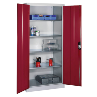 CP Stahlschrank 8921-052 S10340 lichtgrau, rubinrot 4 Fachböden 93,0 x 50,0 x 195,0 cm, aufgebaut, 1 St.