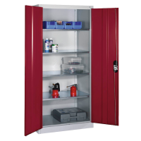 CP Stahlschrank 8921-052 S10340 lichtgrau, rubinrot 4 Fachböden 93,0 x 50,0 x 195,0 cm, aufgebaut, 1 St.