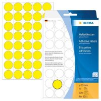 HERMA Klebepunkte 2251 gelb Ø 19,0 mm, 1.280 St.