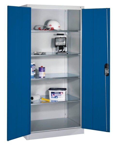 CP Stahlschrank 8922-052 S10161 lichtgrau, enzianblau 4 Fachböden 93,0 x 60,0 x 195,0 cm, aufgebaut, 1 St.
