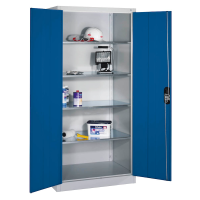 CP Stahlschrank 8922-052 S10161 lichtgrau, enzianblau 4 Fachböden 93,0 x 60,0 x 195,0 cm, aufgebaut, 1 St.