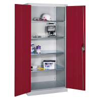 CP Stahlschrank 8922-052 S10164 lichtgrau, rubinrot 4 Fachböden 93,0 x 60,0 x 195,0 cm, aufgebaut, 1 St.