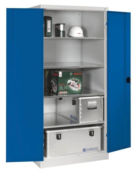 CP Stahlschrank 8924-052 S10086 lichtgrau, enzianblau 4 Fachböden 93,0 x 80,0 x 195,0 cm, aufgebaut, 1 St.