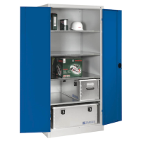CP Stahlschrank 8924-052 S10086 lichtgrau, enzianblau 4 Fachböden 93,0 x 80,0 x 195,0 cm, aufgebaut, 1 St.