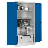 CP Stahlschrank 8924-052 S10086 lichtgrau, enzianblau 4 Fachböden 93,0 x 80,0 x 195,0 cm, aufgebaut, 1 St.