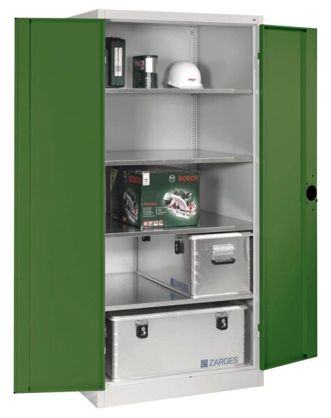 CP Stahlschrank 8924-052 S10087 lichtgrau, rededagrün 4 Fachböden 93,0 x 80,0 x 195,0 cm, aufgebaut, 1 St.