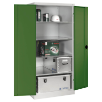 CP Stahlschrank 8924-052 S10087 lichtgrau, rededagrün 4 Fachböden 93,0 x 80,0 x 195,0 cm, aufgebaut, 1 St.