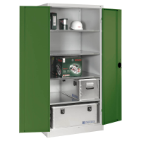 CP Stahlschrank 8924-052 S10087 lichtgrau, rededagrün 4 Fachböden 93,0 x 80,0 x 195,0 cm, aufgebaut, 1 St.