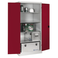 CP Stahlschrank 8924-052 S10088 lichtgrau, rubinrot 4 Fachböden 93,0 x 80,0 x 195,0 cm, aufgebaut, 1 St.