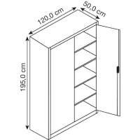 CP Stahlschrank 8931-052 S10279 lichtgrau 4 Fachböden 120,0 x 50,0 x 195,0 cm, aufgebaut, 1 St.