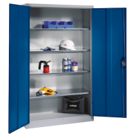 CP Stahlschrank 8931-052 S10280 lichtgrau, enzianblau 4 Fachböden 120,0 x 50,0 x 195,0 cm, aufgebaut, 1 St.