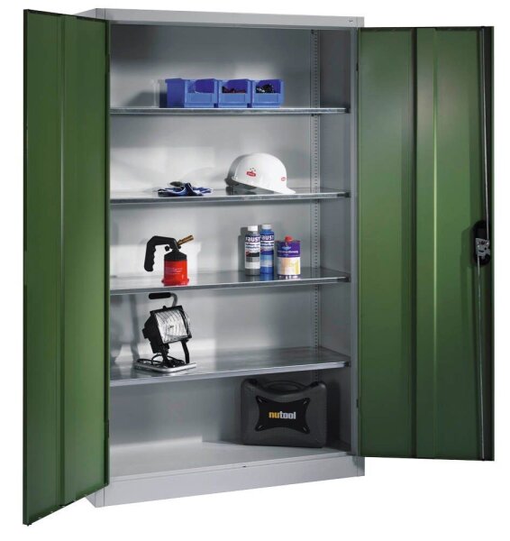 CP Stahlschrank 8931-052 S10281 lichtgrau, rededagrün 4 Fachböden 120,0 x 50,0 x 195,0 cm, aufgebaut, 1 St.