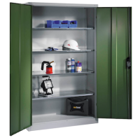 CP Stahlschrank 8931-052 S10281 lichtgrau, rededagrün 4 Fachböden 120,0 x 50,0 x 195,0 cm, aufgebaut, 1 St.