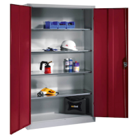 CP Stahlschrank 8931-052 S10283 lichtgrau, rubinrot 4 Fachböden 120,0 x 50,0 x 195,0 cm, aufgebaut, 1 St.