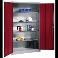 CP Stahlschrank 8931-052 S10283 lichtgrau, rubinrot 4 Fachböden 120,0 x 50,0 x 195,0 cm, aufgebaut, 1 St.