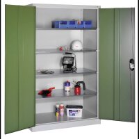 CP Stahlschrank 8932-052 S10295 lichtgrau, rededagrün 4 Fachböden 120,0 x 60,0 x 195,0 cm, aufgebaut, 1 St.