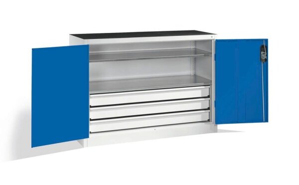 CP Stahlschrank 8831-5035 S10149 lichtgrau, enzianblau 2 Fachböden 120,0 x 50,0 x 100,0 cm, aufgebaut, 1 St.