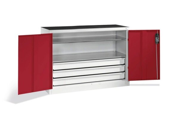 CP Stahlschrank 8831-5035 S10148 lichtgrau, rubinrot 2 Fachböden 120,0 x 50,0 x 100,0 cm, aufgebaut, 1 St.