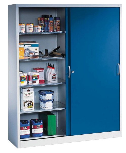 CP Stahlschrank 2149-00 S10051 lichtgrau, enzianblau 8 Fachböden 160,0 x 40,0 x 195,0 cm, aufgebaut, 1 St.