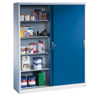 CP Stahlschrank 2149-00 S10051 lichtgrau, enzianblau 8 Fachböden 160,0 x 40,0 x 195,0 cm, aufgebaut, 1 St.