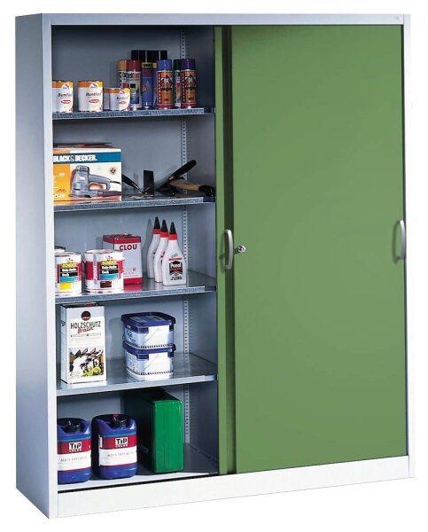CP Stahlschrank 2149-00 S10059 lichtgrau, rededagrün 8 Fachböden 160,0 x 40,0 x 195,0 cm, aufgebaut, 1 St.