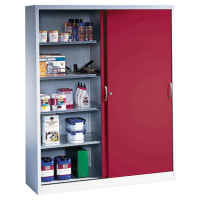 CP Stahlschrank 2149-00 S10053 lichtgrau, rubinrot 8 Fachböden 160,0 x 40,0 x 195,0 cm, aufgebaut, 1 St.