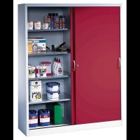 CP Stahlschrank 2149-00 S10053 lichtgrau, rubinrot 8 Fachböden 160,0 x 40,0 x 195,0 cm, aufgebaut, 1 St.