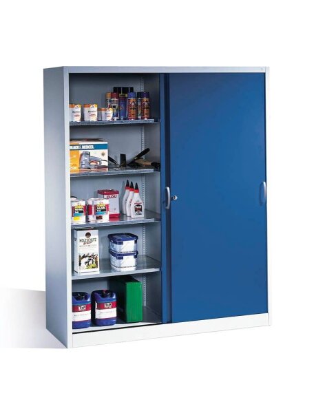 CP Stahlschrank 2159-00 S10097 lichtgrau, enzianblau 4 Fachböden 160,0 x 50,0 x 195,0 cm, aufgebaut, 1 St.