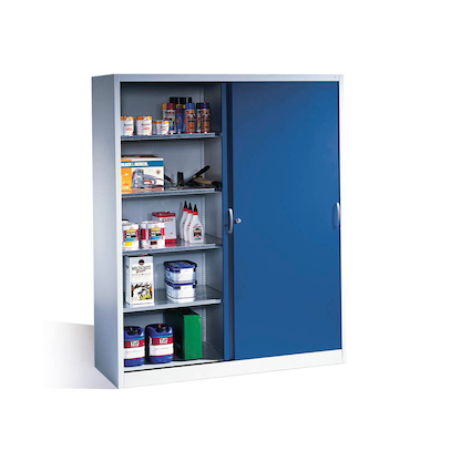 CP Stahlschrank 2159-00 S10097 lichtgrau, enzianblau 4 Fachböden 160,0 x 50,0 x 195,0 cm, aufgebaut, 1 St.