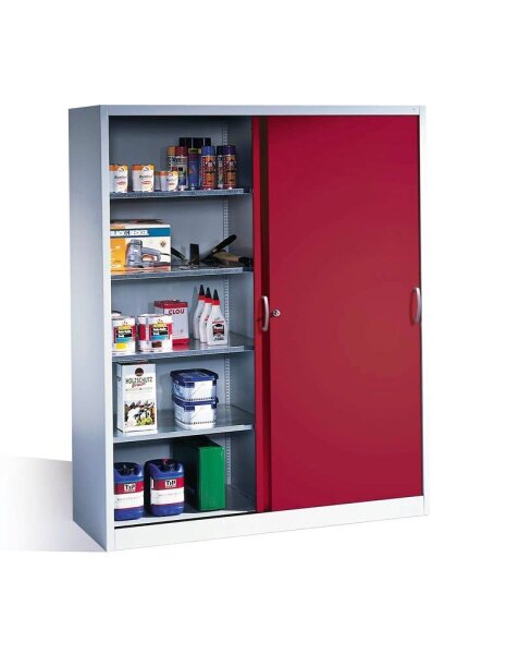 CP Stahlschrank 2159-00 S10098 lichtgrau, rubinrot 4 Fachböden 160,0 x 50,0 x 195,0 cm, aufgebaut, 1 St.
