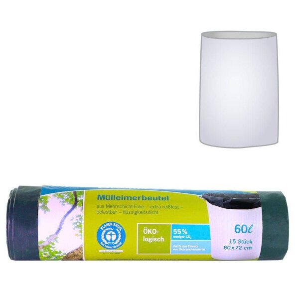 Secolan® Müllbeutel 60,0 l grün 30,0 µm, 15 St.