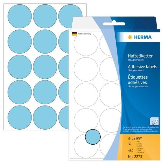 HERMA Klebepunkte 2273 blau Ø 32,0 mm, 480 St.