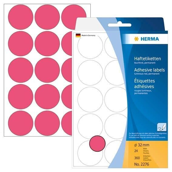 HERMA Klebepunkte 2276 leuchtrot Ø 32,0 mm, 360 St.
