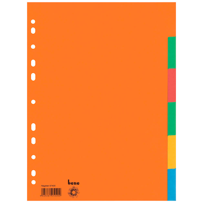 bene Ordnerregister DIN A4 Vollformat blanko farbig 6-teilig, 5 Satz