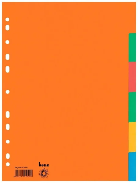 bene Ordnerregister DIN A4 Vollformat blanko farbig...