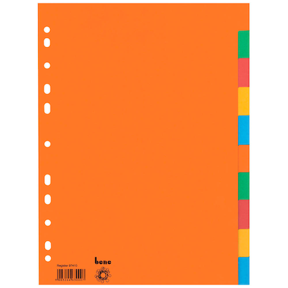 bene Ordnerregister DIN A4 Vollformat blanko farbig 10-teilig, 5 Satz