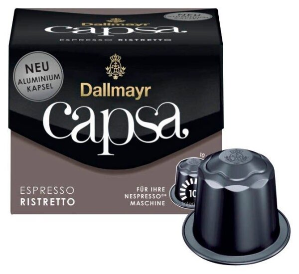 Dallmayr Capsa ESPRESSO RISTRETTO Kaffeekapseln, Arabica- und Robustabohnen kräftig, 10 St.