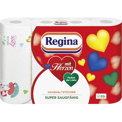 Regina Küchenrollen mit Herzen 3-lagig, 4 Rollen