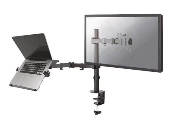 Neomounts Laptop-Monitor-Halterung FPMA-D550NOTEBOOK schwarz für 1 Monitor und 1 Notebook, Tischklemme, Tischbohrung